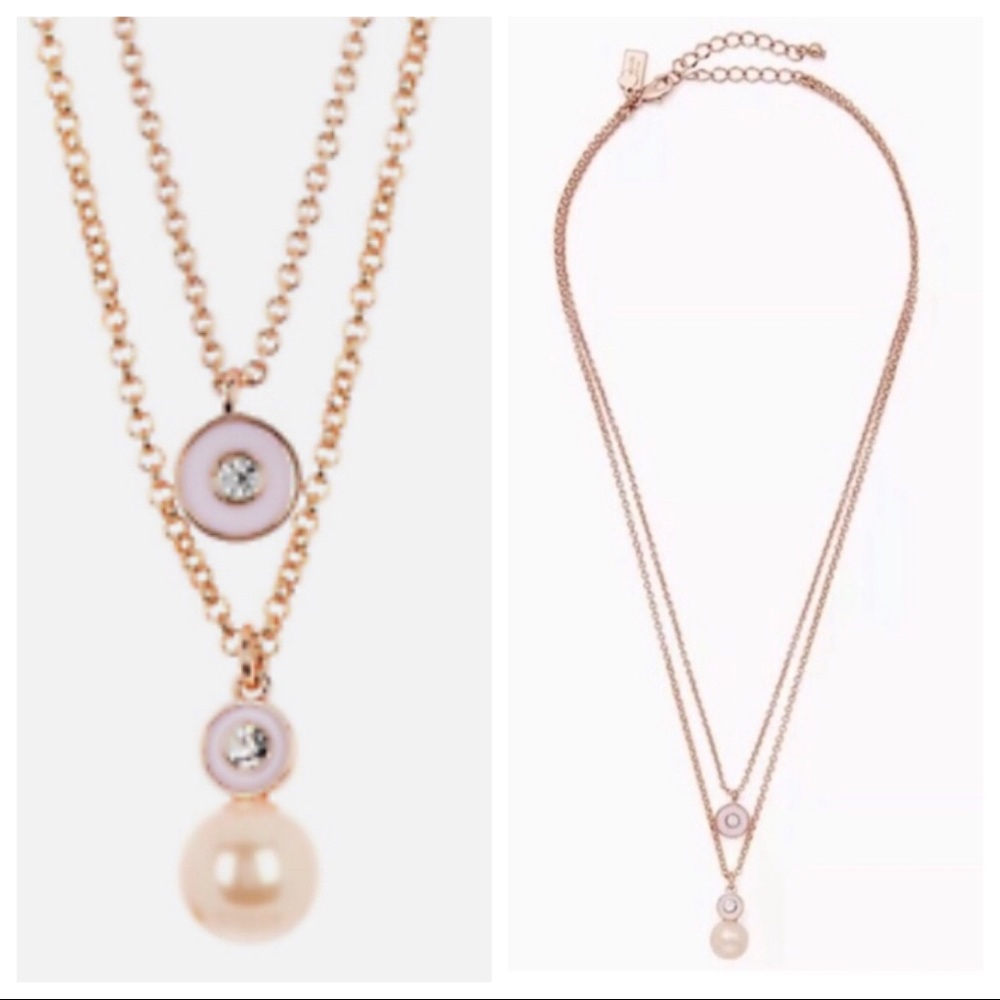 NWT KATE SPADE Light Pink Pearly Delight Duo Necklace